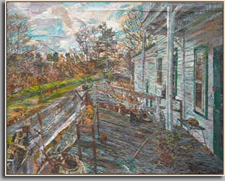 VIEW FROM PORCH EAST SIDE OF HOUSE   2003-06   acrylic/paper   38¼" x 48"